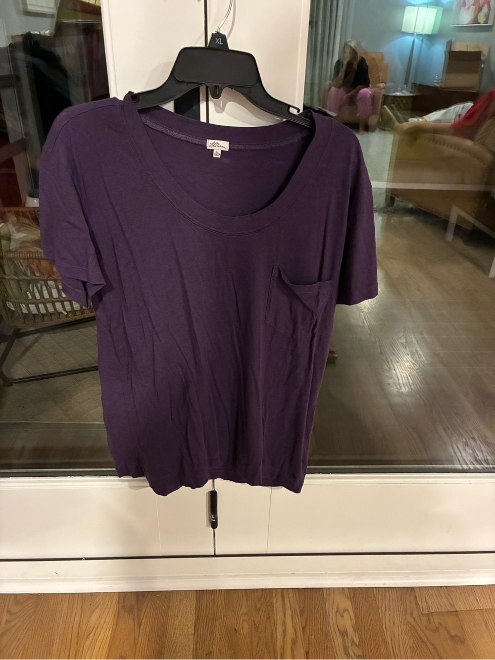 Large Classic Scoop Neck Pocket Tee - Purple